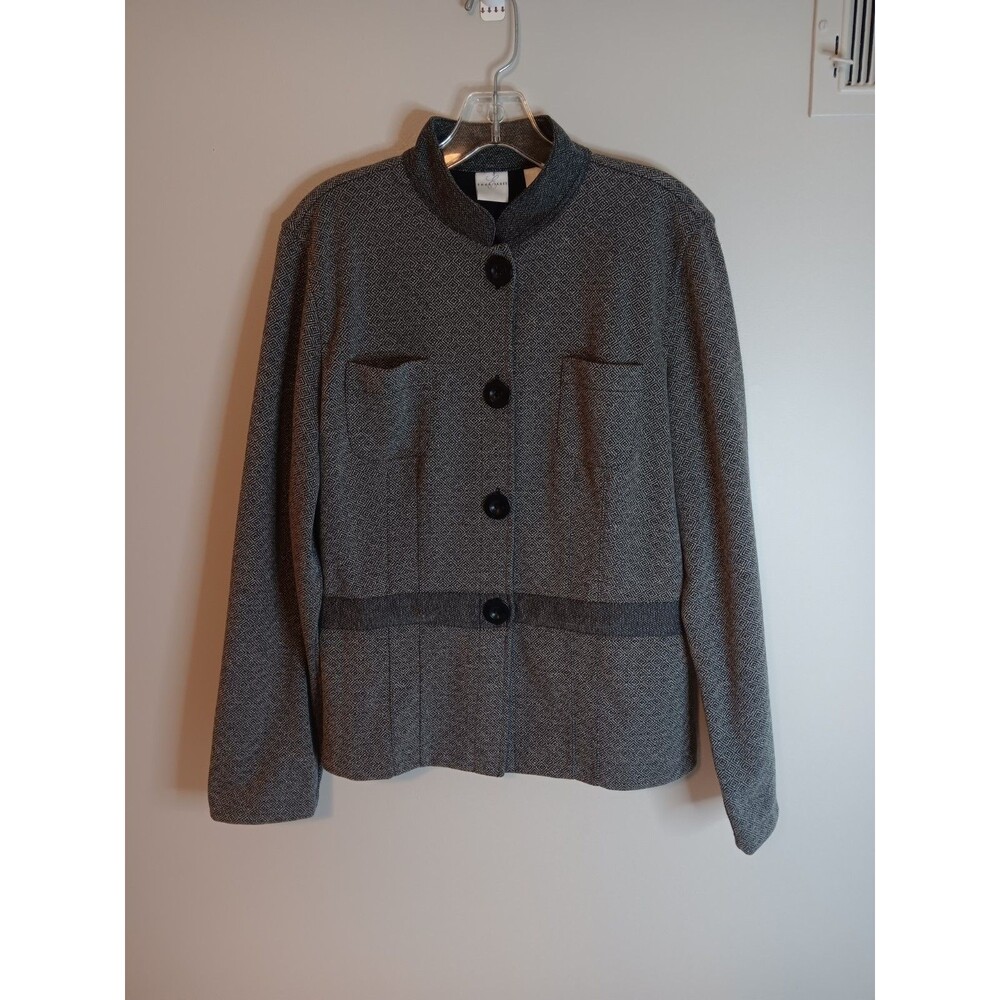Emma James Tweed Blazer Jacket Sz XL Grey